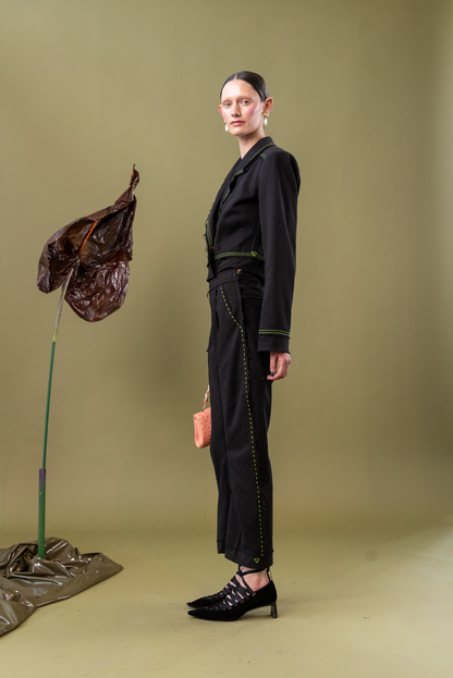 Raven Lily Double-Breasted Cropped Jacket in 100% Cotton Denim