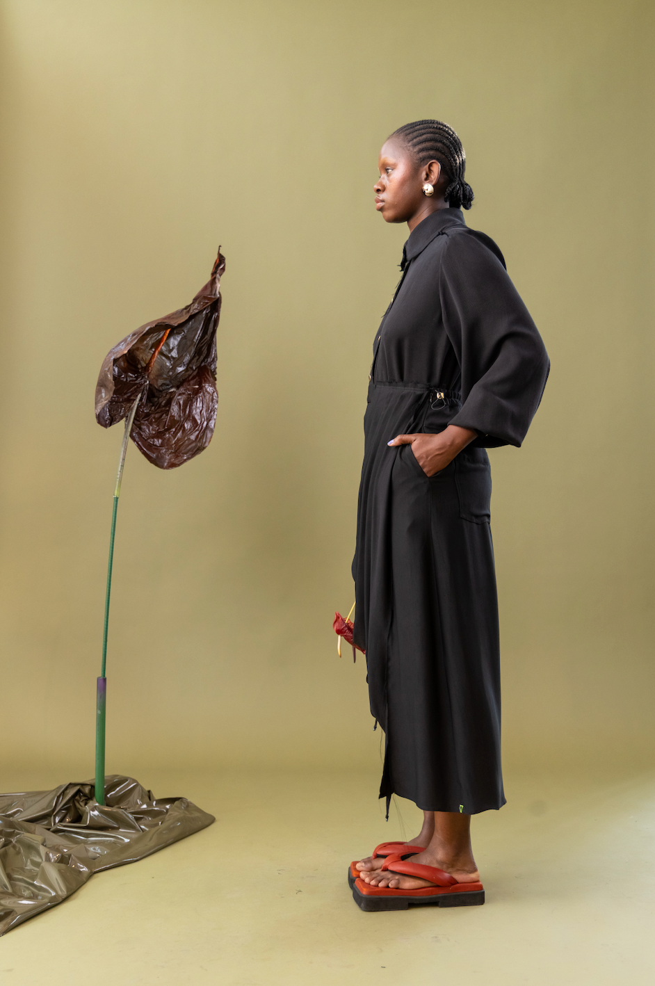 Black Tulip Drape Skirt in Tencel