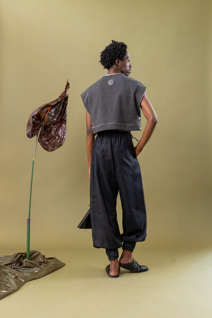 Pewter Bloom Cropped Popper Top in 100% Organic Hemp