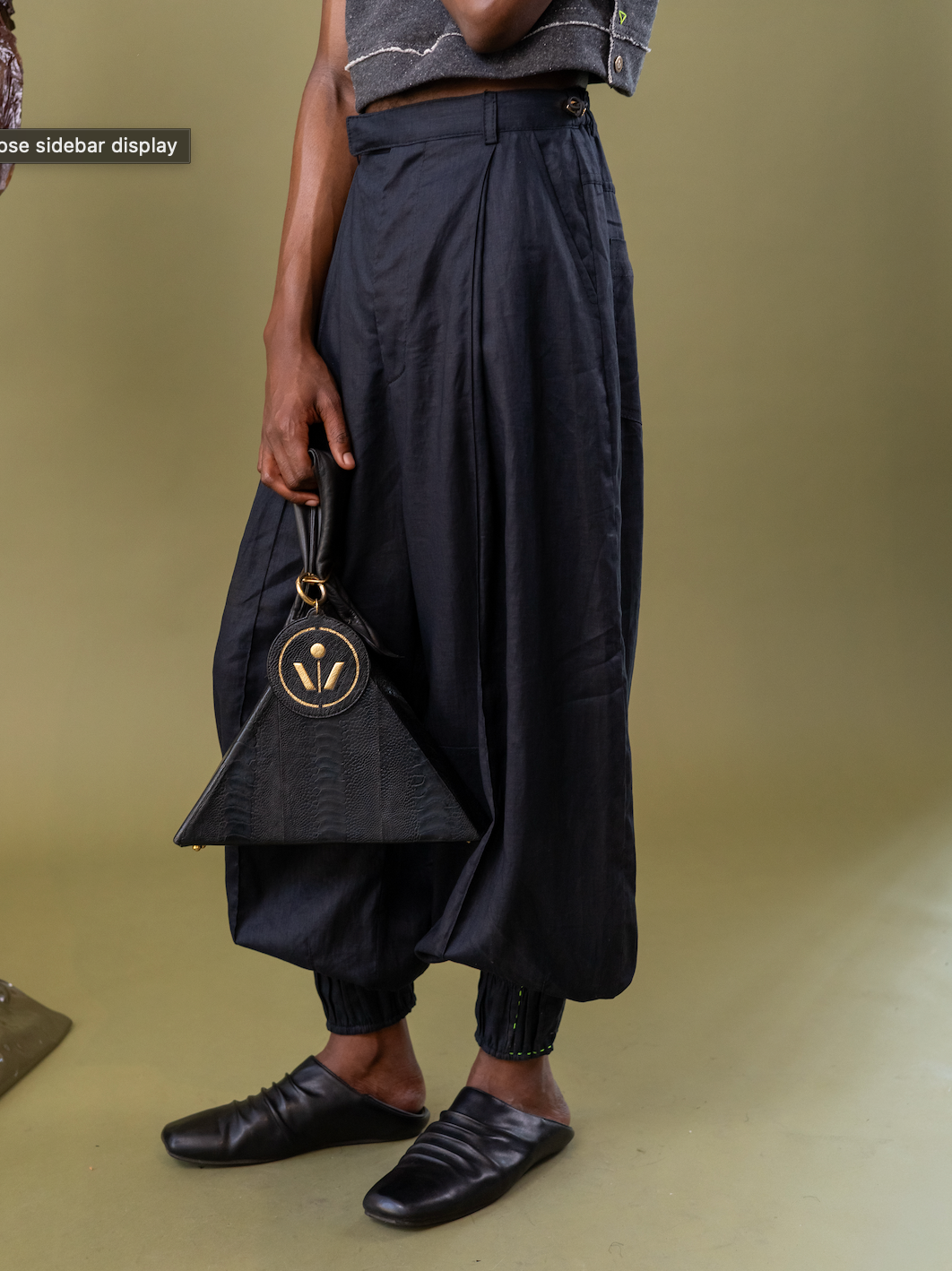 Midnight Tailored Balloon Pants with Cuff in 100% in Linen