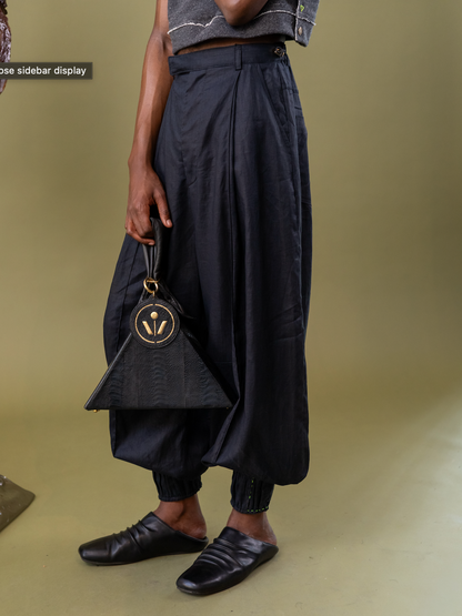 Midnight Tailored Balloon Pants with Cuff in 100% in Linen