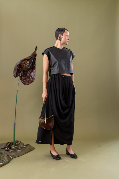 Onyx Bloom  Popper Top in 100% Bovine Leather