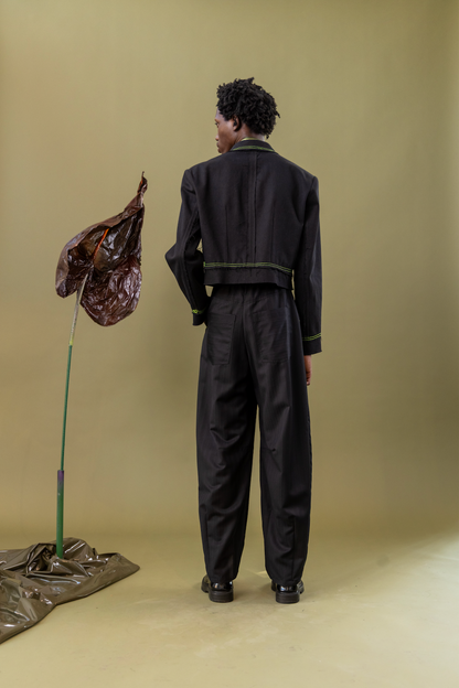 Black Anthurium Tailored Balloon Pants in Worsted Wool Mohair Suiting