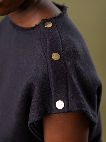 Midnight Bloom Cropped Popper Top in Organic Hemp