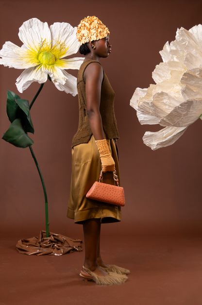 Sunlit Olive Knitted Vest in  100% African Cotton Yarn