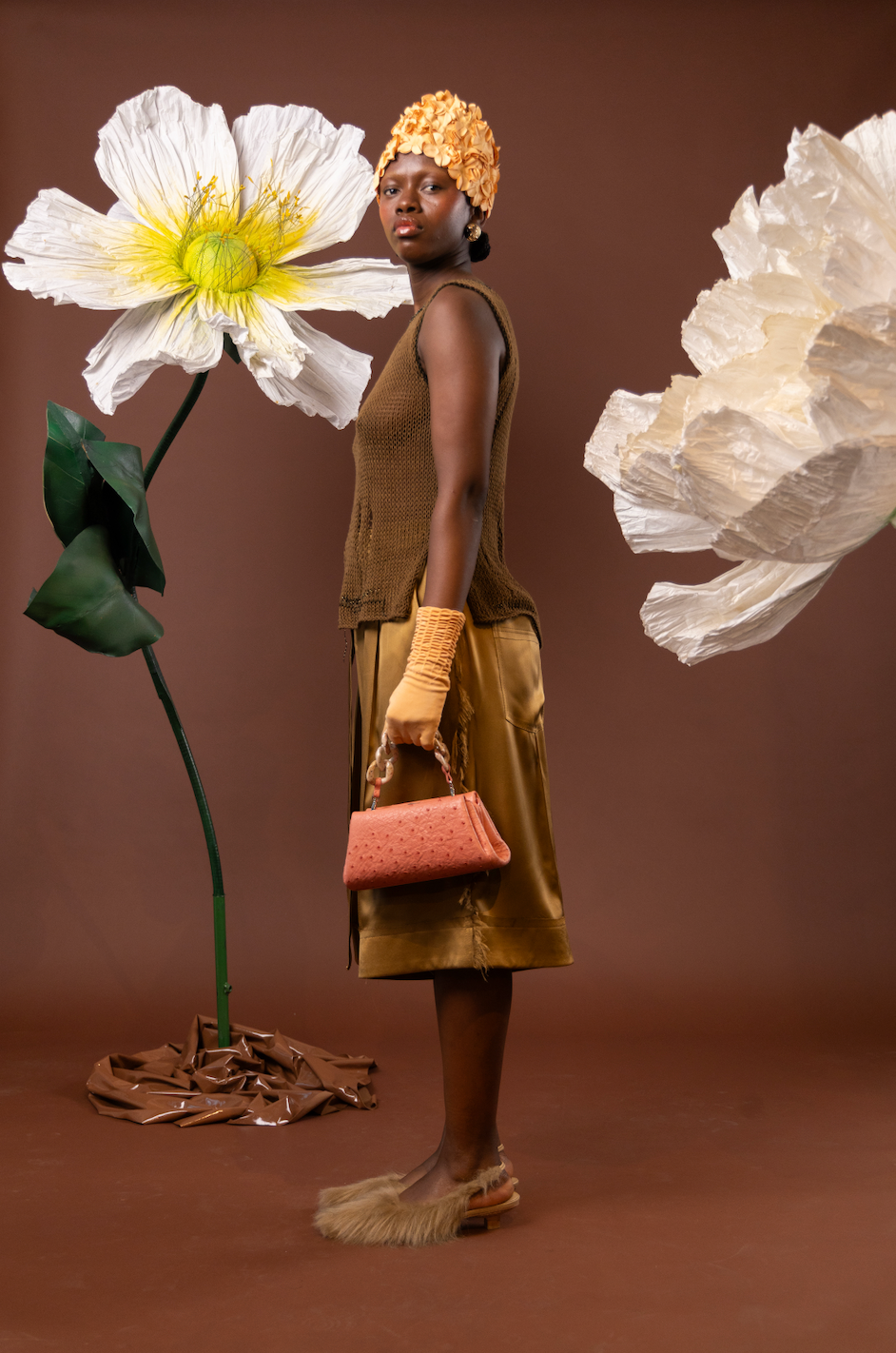 Sunlit Olive Knitted Vest in  100% African Cotton Yarn