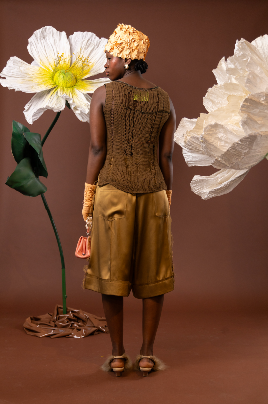 Sunlit Olive Knitted Vest in  100% African Cotton Yarn