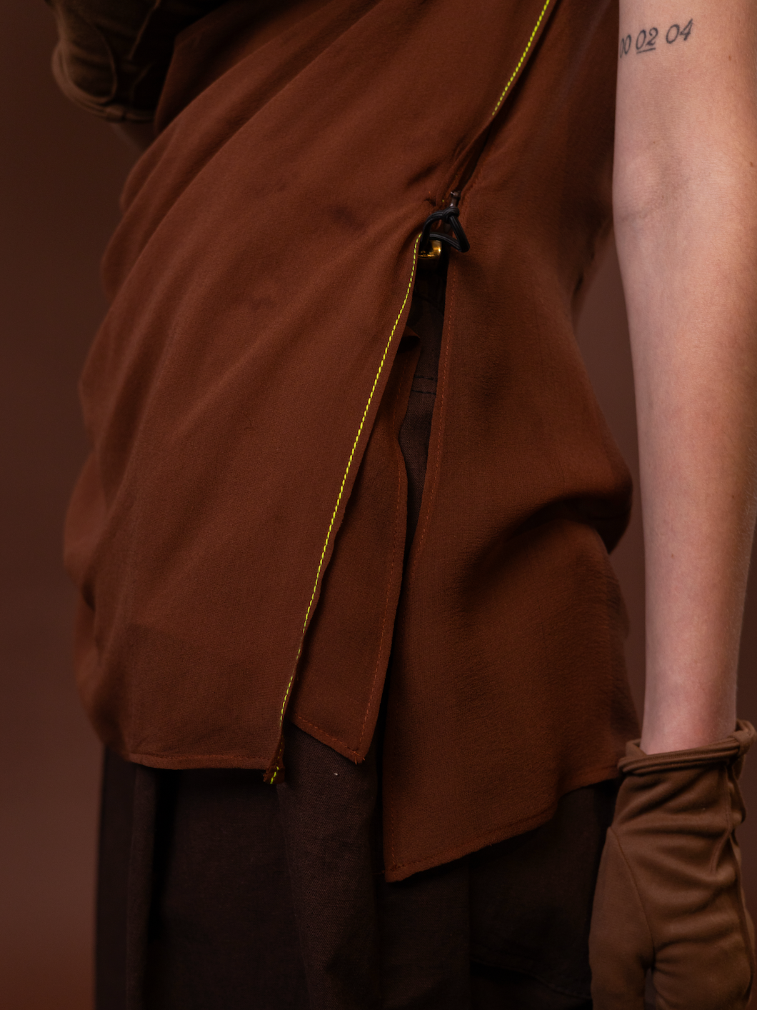 Chocolate Drape Top in 100% Silk Chiffon