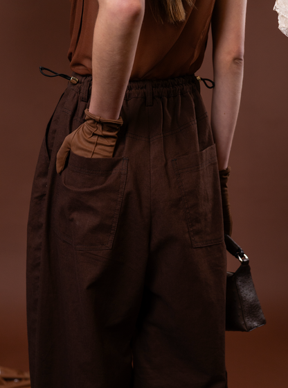 Fernshoot Chocolate Balloon Pants in 100% Linen