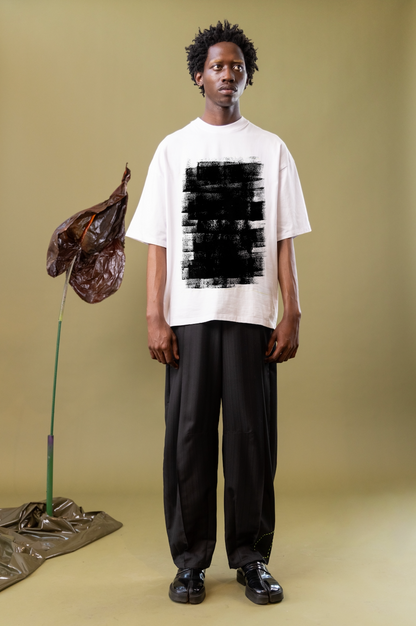 Abstract Ink Leaf T-Shirt  in Cotton Jersey with Print at the Front