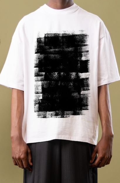 Abstract Ink Leaf T-Shirt  in Cotton Jersey with Print at the Front