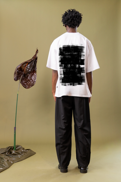 Abstract Ink Leaf T-Shirt  in Cotton Jersey with Print at the Back