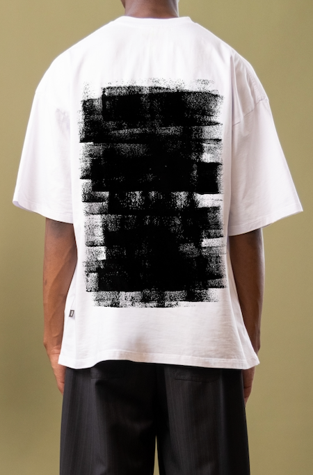 Abstract Ink Leaf T-Shirt  in Cotton Jersey with Print at the Back