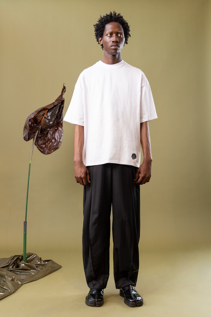 Abstract Ink Leaf T-Shirt  in Cotton Jersey with Print at the Back