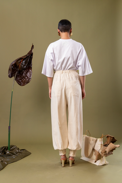 Tuberose Tailored Balloon Pants with Cuff in 100% Silk