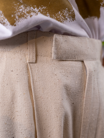 Tuberose Tailored Balloon Pants with Cuff in 100% Silk