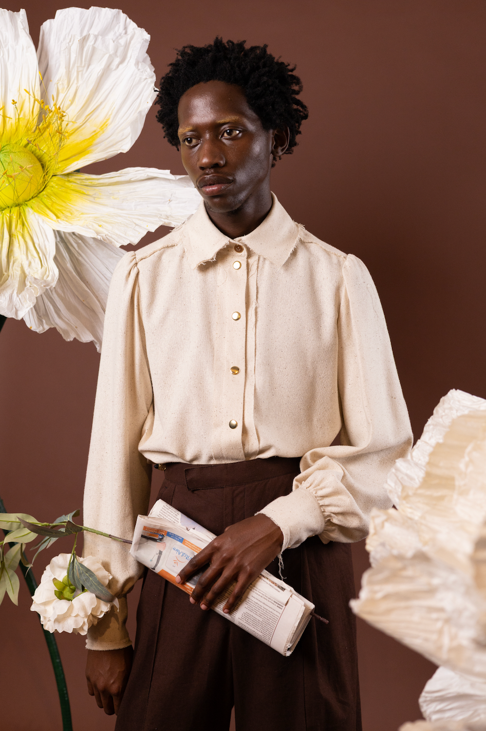 Arum Lilly Gathered Sleeve Shirt in 100% Silk
