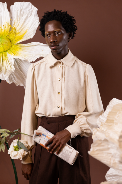 Arum Lilly Gathered Sleeve Shirt in 100% Silk