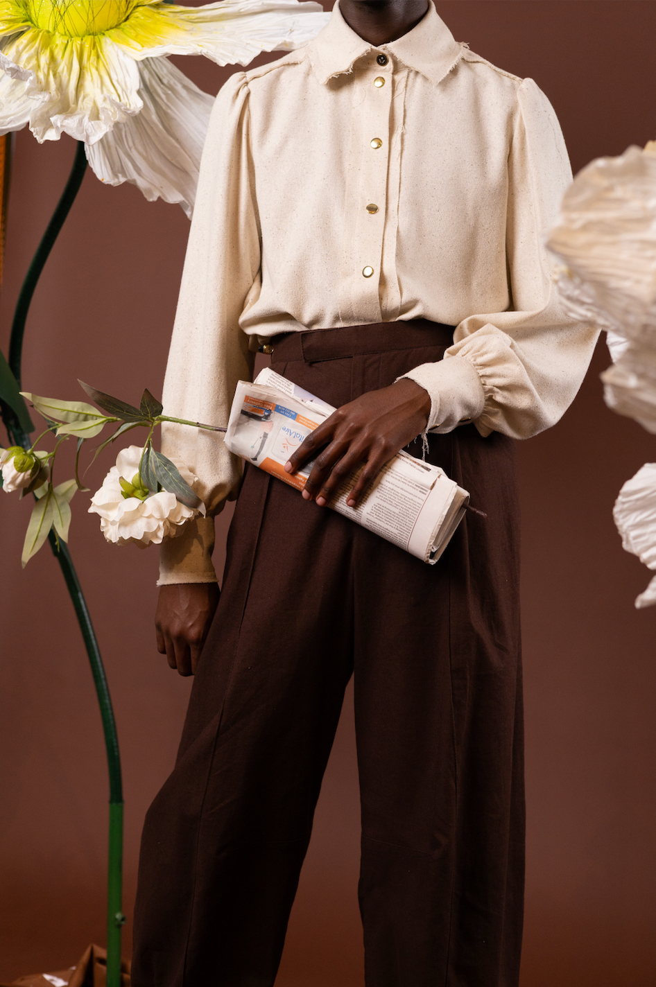Chocolate Dahlia Signature Barrel Pants in 100% Linen