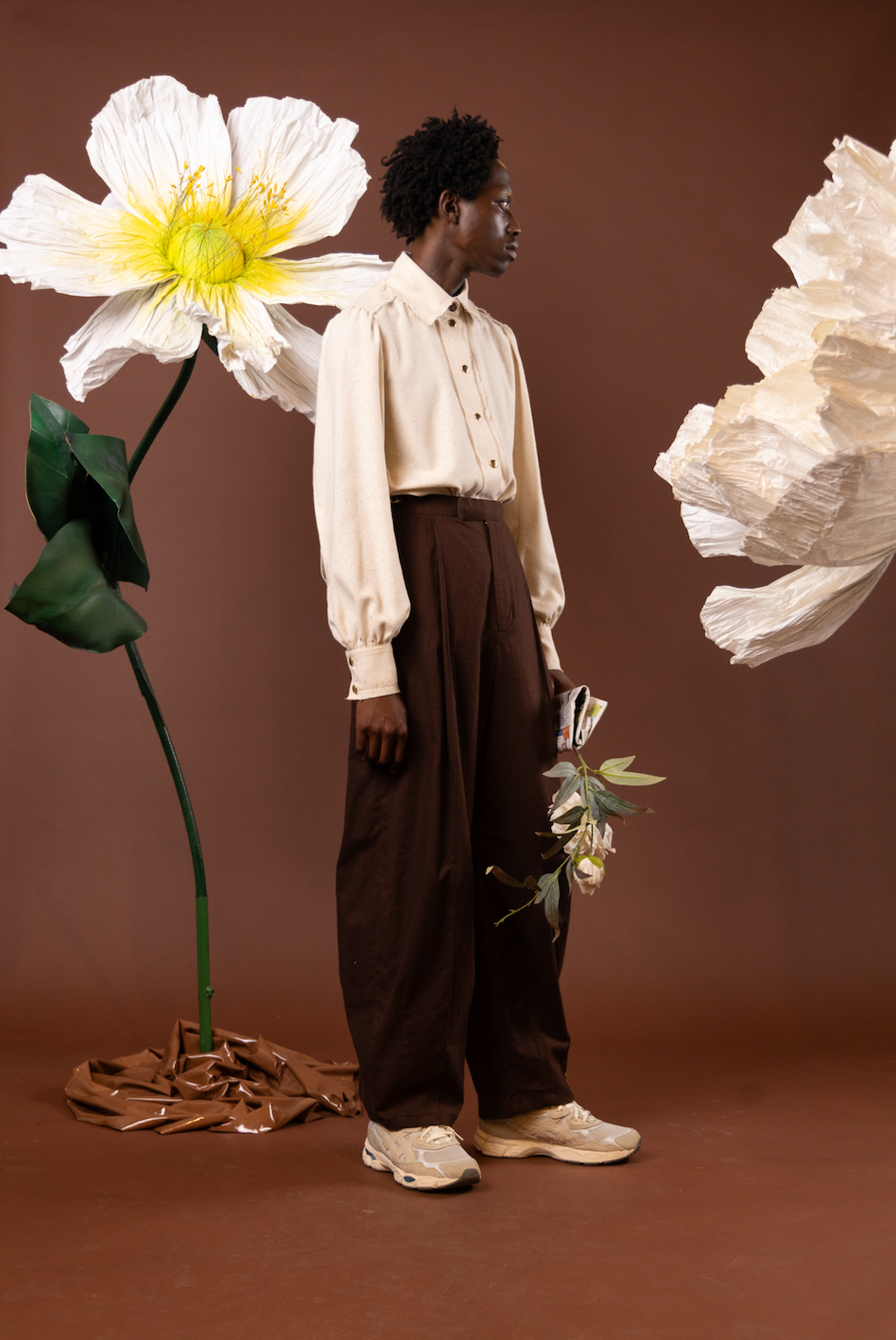Chocolate Dahlia Signature Barrel Pants in 100% Linen