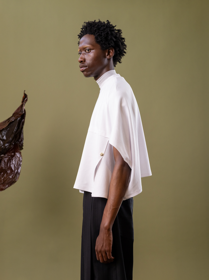 Porcelain Poppy Cocoon T-Shirt in Viscose Elastane Blend