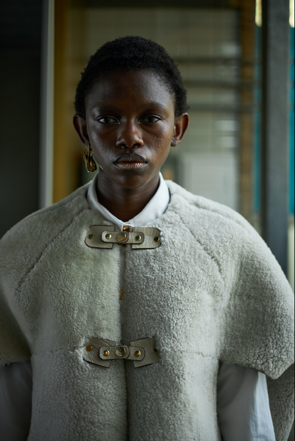 Reversible Karoo Cloud Cropped Cocoon in Shearling
