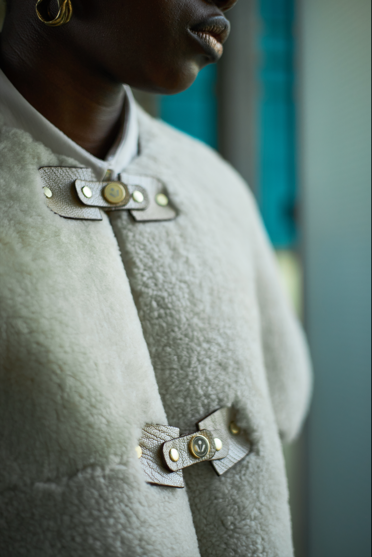 Reversible Karoo Cloud Cropped Cocoon in Shearling