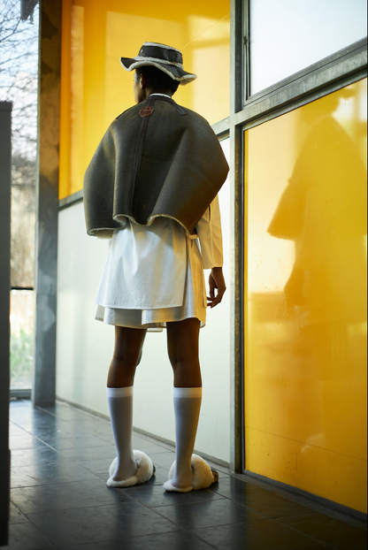 Reversible Karoo Cloud Cropped Cocoon in Shearling