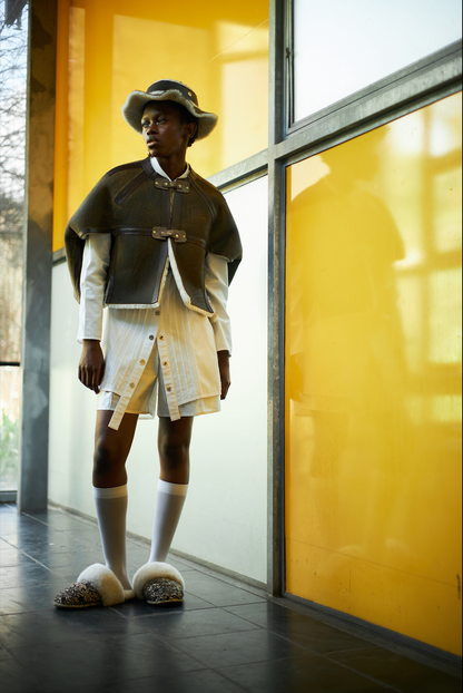 Reversible Karoo Cloud Cropped Cocoon in Shearling
