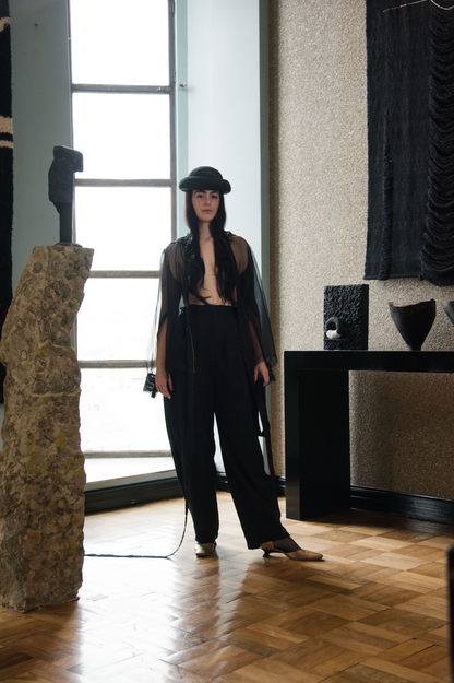 Lillith Gathered-Sleeve Classic Shirt in Silk Organza