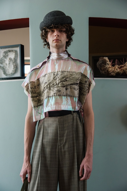 Casuarina Needles and Spearmint Gum Pink Metallic Popper T-Shirt