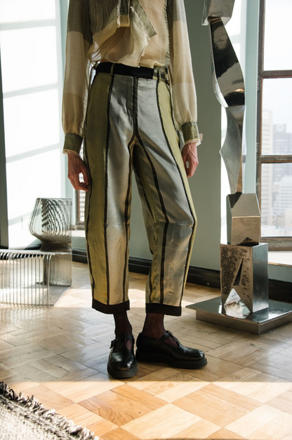 Moss Motley Barrel-Leg Pants in Couture Silk