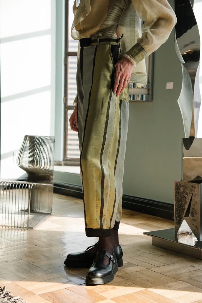 Moss Motley Barrel-Leg Pants in Couture Silk