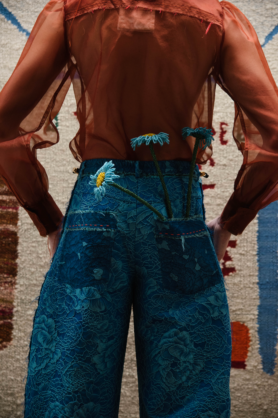 Laguna Bloom Barrel-Leg Pants in Couture Floral Brocade