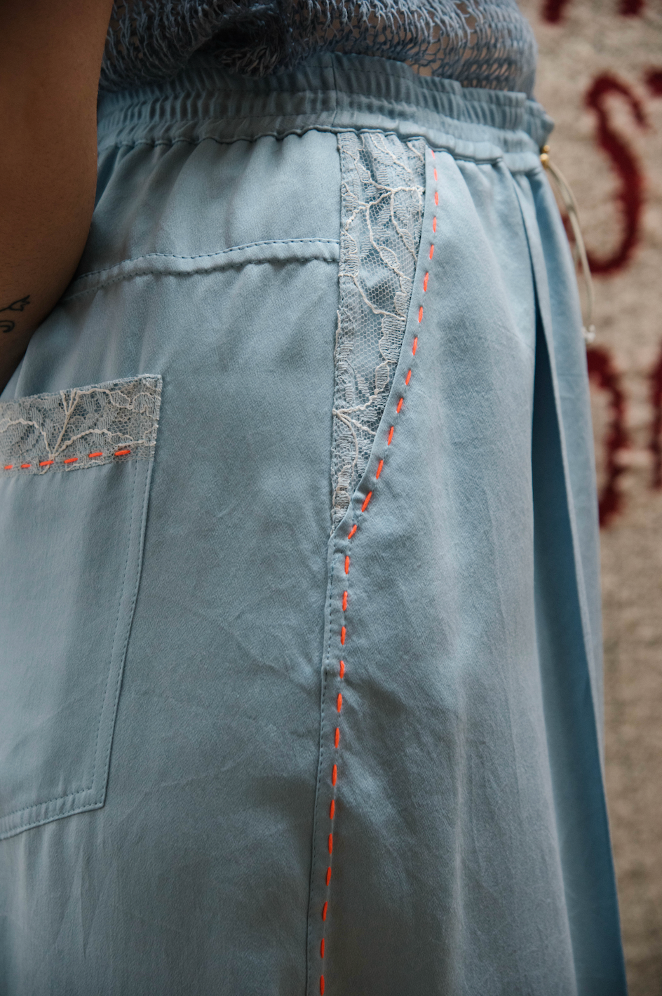 Helena Blue Signature Pants in Silk Habotai