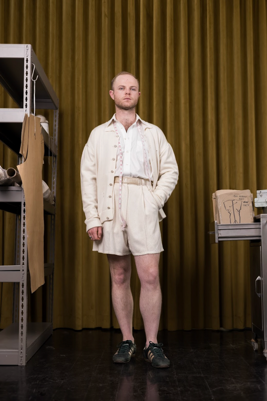 Ecru Reclaimed Silk Sculpted Signature Shorts