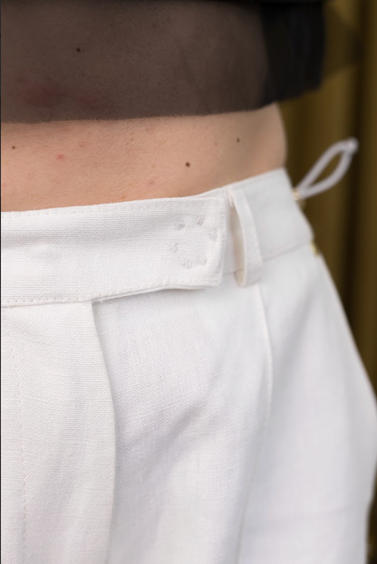 Polar White Barrel Leg Pants in Organic Hemp