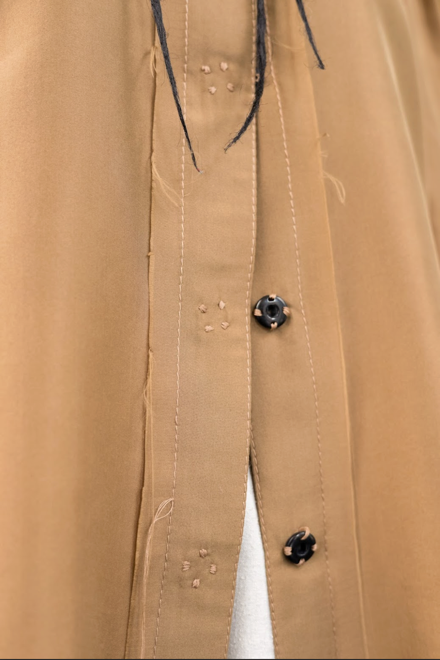 Terra Gathered-Sleeve Classic Shirt in Silk Organza