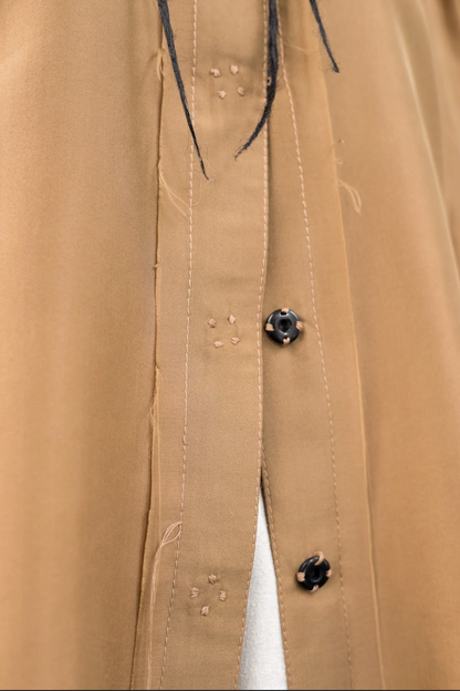 Terra Gathered-Sleeve Classic Shirt in Silk Organza