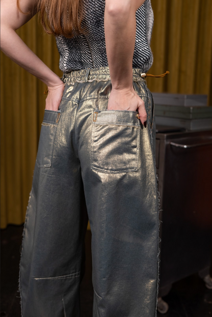 Kyanite Barrel-Leg Pants in Couture Denim
