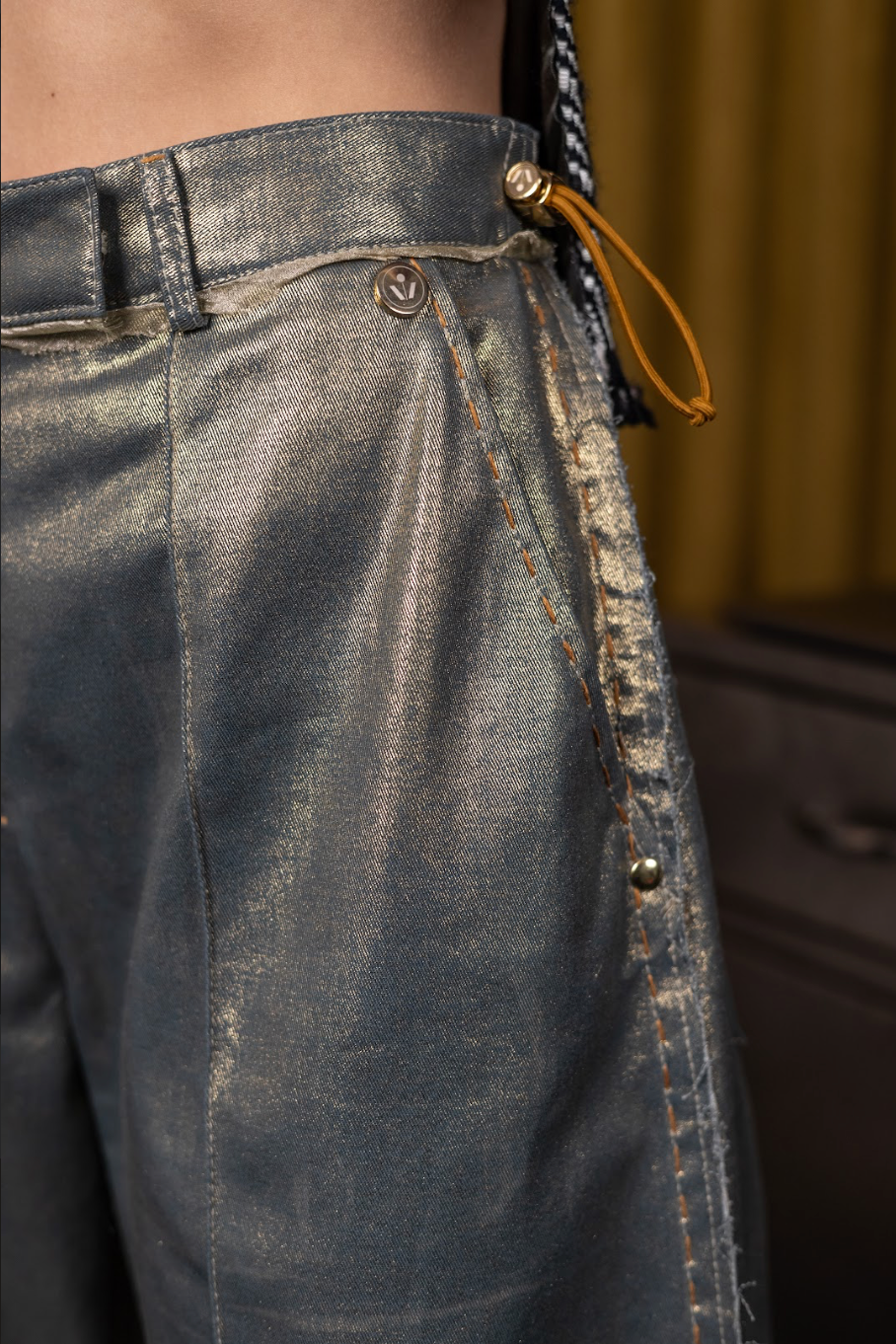 Kyanite Barrel-Leg Pants in Couture Denim