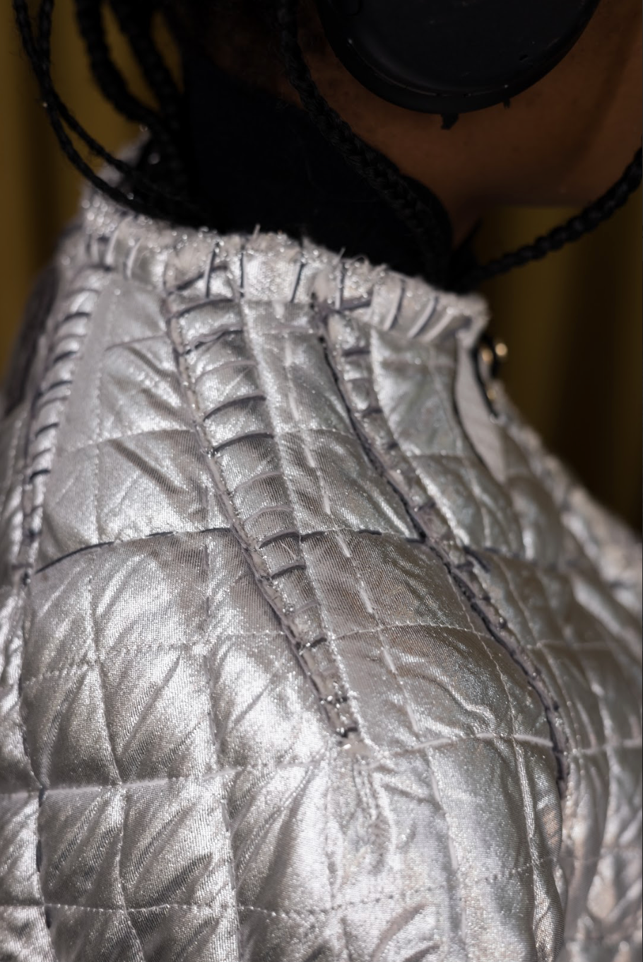Reversible Sashiko Blanket Stitched Cocoon Jacket with 100% South African Wool Inner