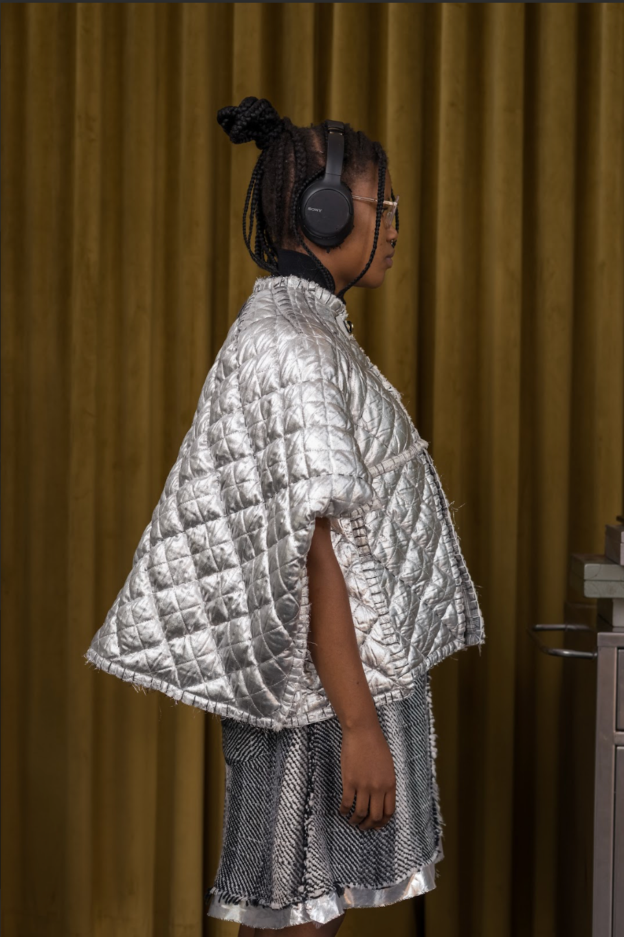 Reversible Sashiko Blanket Stitched Cocoon Jacket with 100% South African Wool Inner