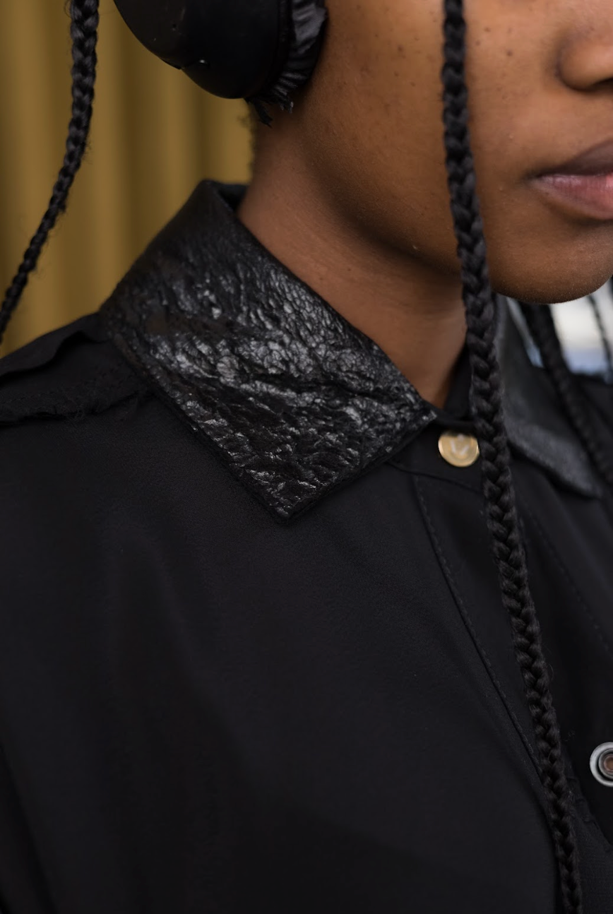 Crackle and Pop Utility Biker Shirt in Couture Viscose