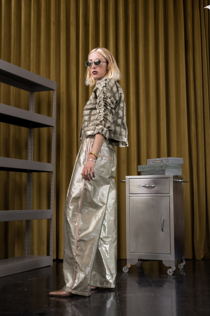 Luna D'Oro Signature Pants  in Silk Lamé