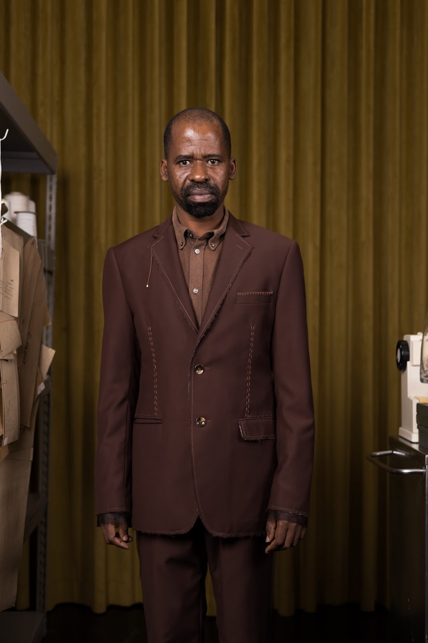 Brown Deconstructed Mens Jacket in Wool Suiting
