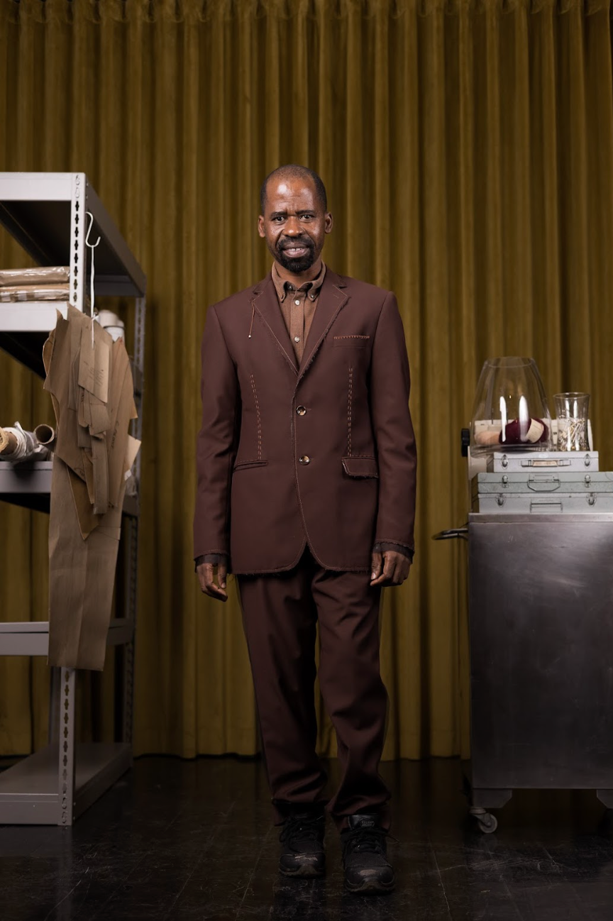 Brown Deconstructed Mens Jacket in Wool Suiting