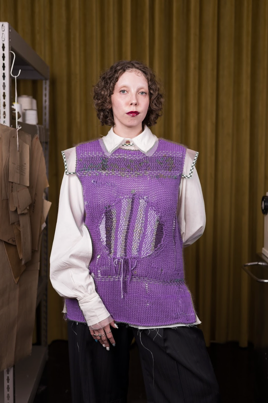 Eye of the Needle Merino Wool Blend Knit Vest