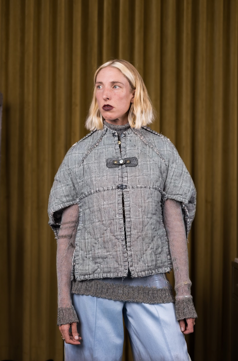 Reversible Sashiko Blanket Stitched Cocoon Jacket with 100% South African Wool Inner