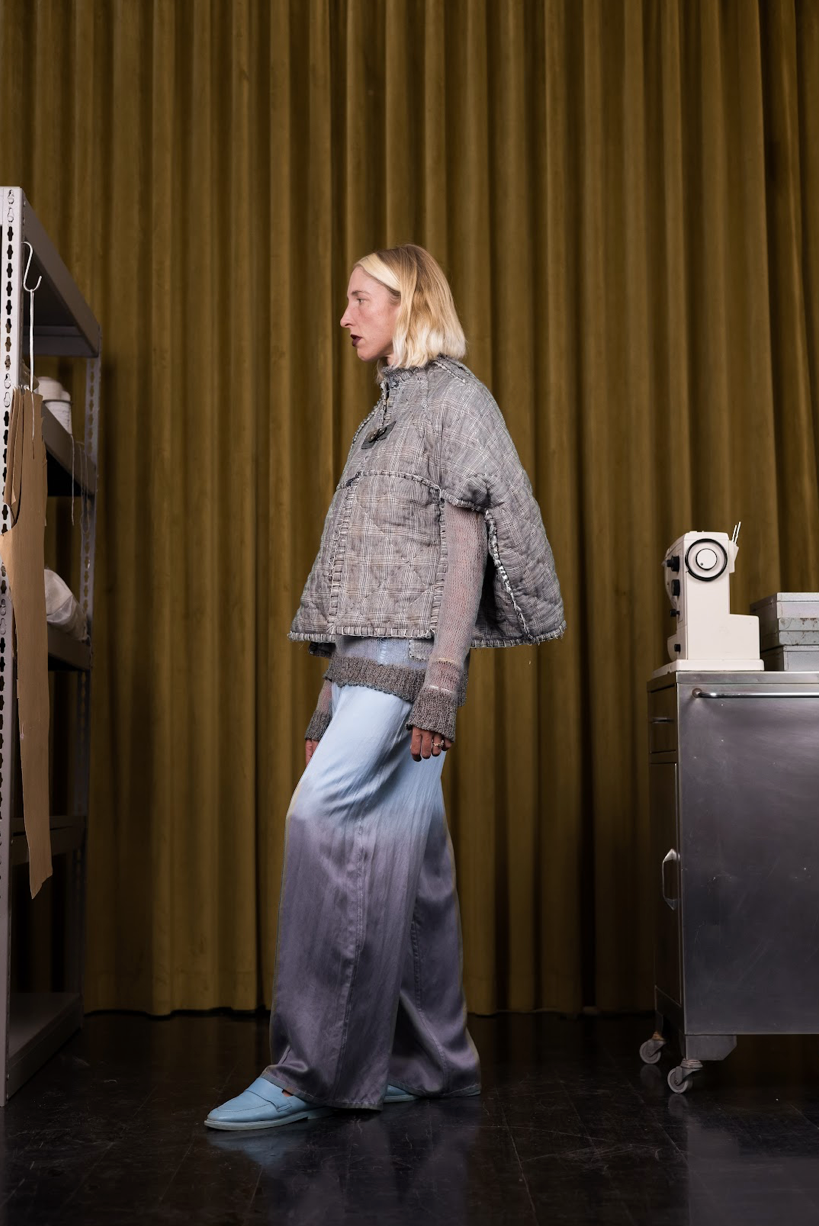 Reversible Sashiko Blanket Stitched Cocoon Jacket with 100% South African Wool Inner
